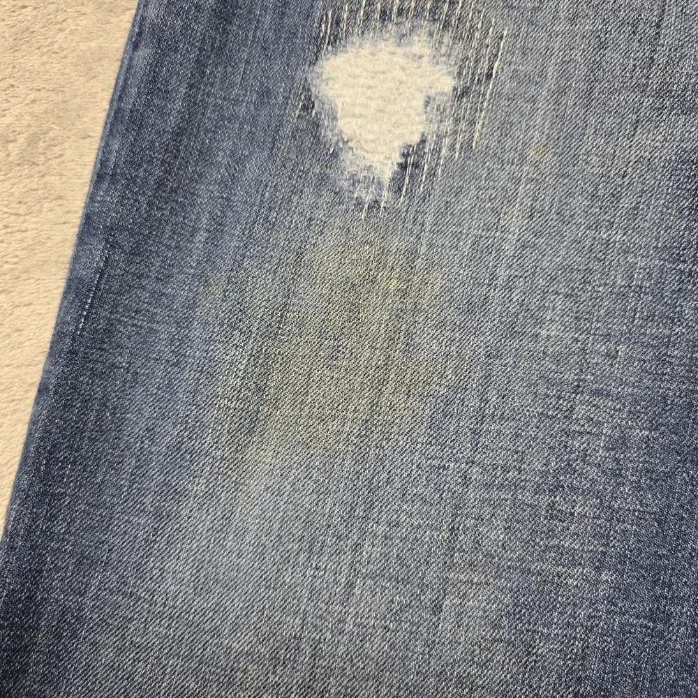 BKE Tyler Mens Distressed Straight Leg Jeans 38R Blue Button Fly ABM4298‎